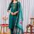 Green embroidered viscose silk straight kurti pant dupatta set