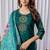 Green embroidered viscose silk straight kurti pant dupatta set
