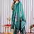 Green embroidered viscose silk straight kurti pant dupatta set