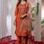 Orange embroidered viscose silk straight kurti pant dupatta set