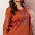 Orange embroidered viscose silk straight kurti pant dupatta set
