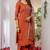 Orange embroidered viscose silk straight kurti pant dupatta set