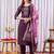 Wine embroidered viscose silk straight kurti pant dupatta set