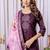 Wine embroidered viscose silk straight kurti pant dupatta set