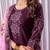 Wine embroidered viscose silk straight kurti pant dupatta set