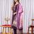 Wine embroidered viscose silk straight kurti pant dupatta set
