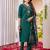 Green embroidered marina viscose silk straight kurti pant dupatta set