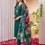 Green embroidered marina viscose silk straight kurti pant dupatta set