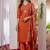 Orange embroidered marina viscose silk straight kurti pant dupatta set