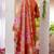 Orange embroidered marina viscose silk straight kurti pant dupatta set