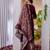 Wine embroidered marina viscose silk straight kurti pant dupatta set