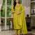 Mustard embroidered marina silk straight kurti pant dupatta set