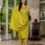 Mustard embroidered marina silk straight kurti pant dupatta set