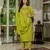 Perrot embroidered marina silk straight kurti pant dupatta set