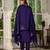 Violet embroidered marina silk straight kurti pant dupatta set