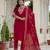 Maroon coding embroidery with sequins work  roman silk straight kurti pant dupatta set