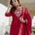 Maroon coding embroidery with sequins work  roman silk straight kurti pant dupatta set