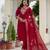 Maroon coding embroidery with sequins work  roman silk straight kurti pant dupatta set