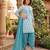 Teal printed cotton blend stitched floral print salwar kurta dupatta for women