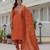 Orange coding embroidery with sequins work  roman silk straight kurti pant dupatta set