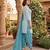 Teal printed cotton blend stitched floral print salwar kurta dupatta for women