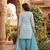 Teal printed cotton blend stitched floral print salwar kurta dupatta for women