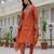 Orange coding embroidery with sequins work  roman silk straight kurti pant dupatta set