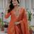Orange coding embroidery with sequins work  roman silk straight kurti pant dupatta set