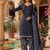 Blue printed cotton blend stitched geometric print salwar kurta dupatta for women