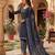 Blue printed cotton blend stitched geometric print salwar kurta dupatta for women