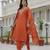 Orange coding embroidery with sequins work  roman silk straight kurti pant dupatta set