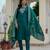 Rama green coding embroidery with sequins work  roman silk straight kurti pant dupatta set
