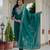 Rama green coding embroidery with sequins work  roman silk straight kurti pant dupatta set