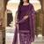 Purple printed cotton blend stitched floral print salwar kurta dupatta for women