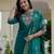 Rama green coding embroidery with sequins work  roman silk straight kurti pant dupatta set