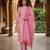 Pink printed cotton blend stitched geometric print salwar kurta dupatta for women