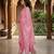 Pink printed cotton blend stitched geometric print salwar kurta dupatta for women