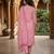 Pink printed cotton blend stitched geometric print salwar kurta dupatta for women