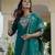 Rama green coding embroidery with sequins work  roman silk straight kurti pant dupatta set