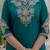 Rama green coding embroidery with sequins work  roman silk straight kurti pant dupatta set