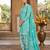 Teal printed cotton blend stitched geometric print salwar kurta dupatta for women