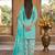 Teal printed cotton blend stitched geometric print salwar kurta dupatta for women
