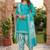Teal printed cotton blend stitched geometric print salwar kurta dupatta for women