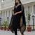 Black coding embroidery with sequins work  roman silk straight kurti pant dupatta set