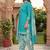 Teal printed cotton blend stitched geometric print salwar kurta dupatta for women
