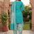 Teal printed cotton blend stitched geometric print salwar kurta dupatta for women