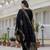 Black coding embroidery with sequins work  roman silk straight kurti pant dupatta set