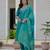 Skyblue coding embroidery with sequins work  roman silk straight kurti pant dupatta set