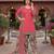 Peach printed cotton blend stitched floral print salwar kurta dupatta for women