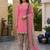 Peach printed cotton blend stitched geometric print salwar kurta dupatta for women